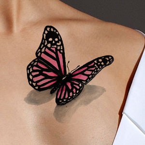 3D Tattoo, Pink Tattoo, Butterfly Tattoo, Tattoo Design from Art Instantly image 1