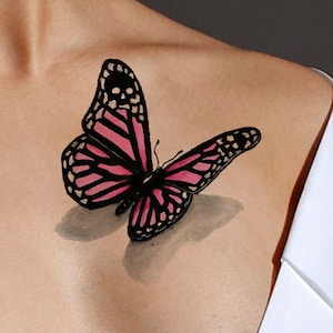 3D rosa Schmetterling Tattoo Design-Instant Download Tattoo Illustration von Art sofort