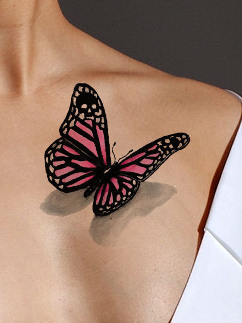 3D Tattoo, Pink Tattoo, Butterfly Tattoo, Tattoo Design from Art Instantly image 1