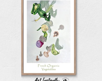 Vegetable Fall Watercolor Print: Kitchen Dining Decor (Digital Download)