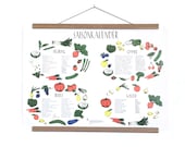 Saisonkalender Poster für heimisches Obst und Gemüse im Format A2 als Wandkalender für Küche und Wohnzimmer