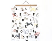 ABC Poster mit Hunden im Format A2 - Geschenk für den Schulanfang für Tierfreunde und Hundenarren - *B-Ware*