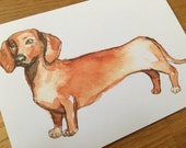 Dackel Hund Postkarte - Format A6 - Grußkarte Illustration