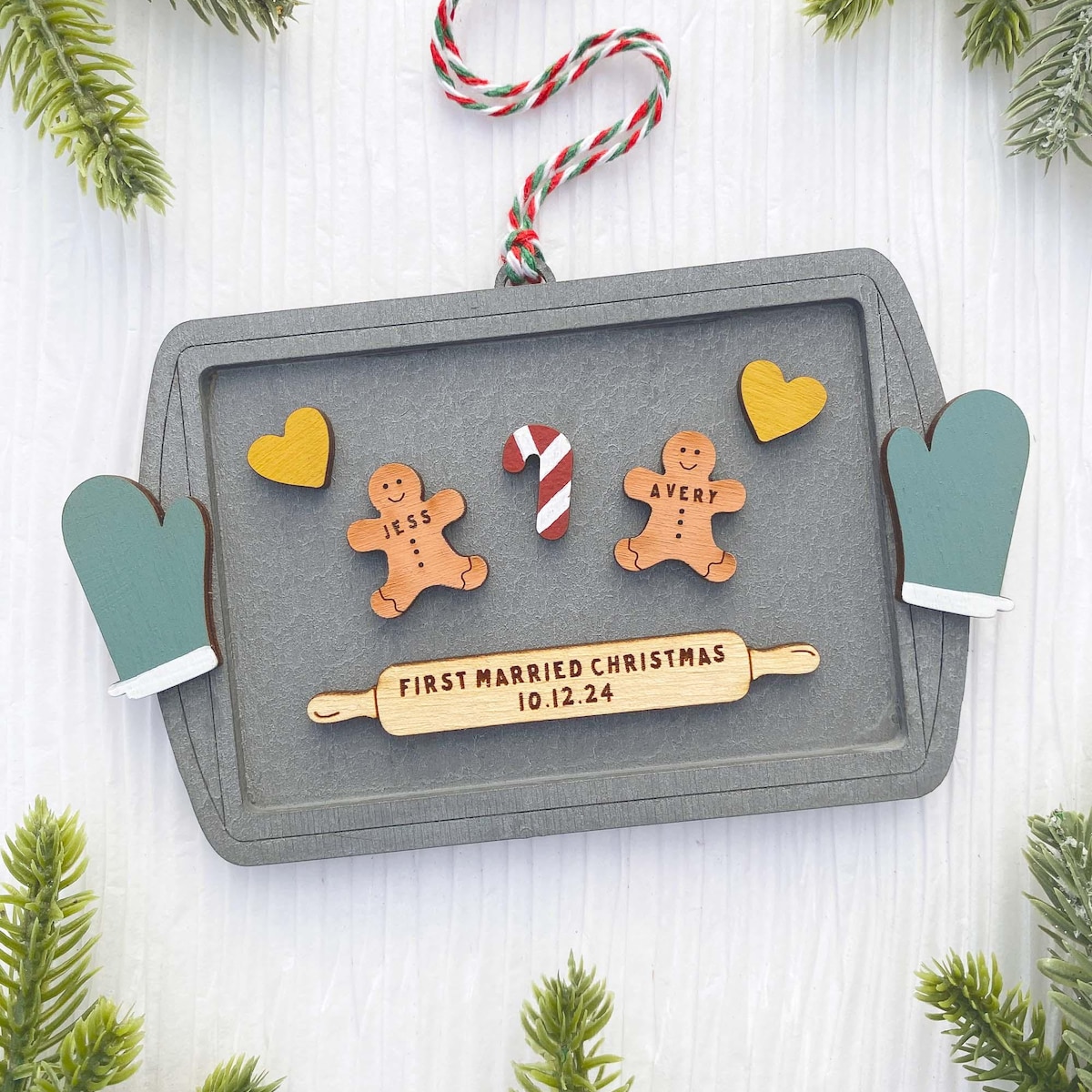 First Married Christmas Wedding Ornament, Gingerbread Personalized Names Custom 2024, 1st Christmas Wedding Newlywed Gift Keepsake - Etsy