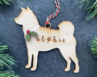 Shiba Inu Ornament, Personalized dog gifts, Custom Birch wood