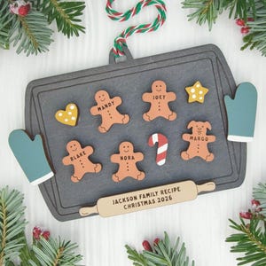 Personalized Gingerbread Family Ornament for 1-10 People and Pets,  Wood Custom Christmas Keepsake