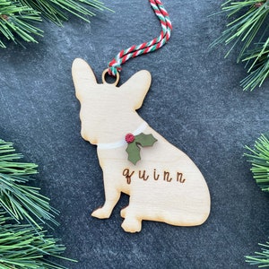 French Bulldog Ornament, Frenchie Sitting [Personalized Name Dog Gift, Stocking Stuffer, Holiday Decor, Keepsake Ornament, Pet Memorial]