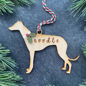 Greyhound Ornament, Personalized dog gifts, Custom Birch wood Bild 1