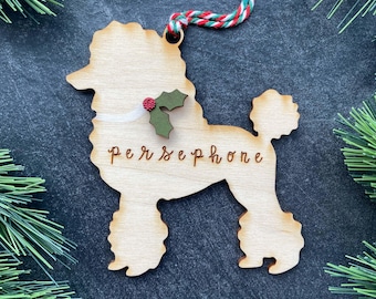 Poodle Ornament (Continental Cut), Personalized dog gifts, Custom Birch wood