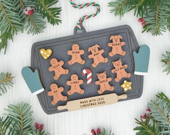 Gingerbread Ornament, Personalized Family Gifts, 2026, Include Dogs, Cats, Pets, Large Families 1-10