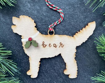 Bernedoodle Ornament, Personalized dog gifts, Custom Birch wood