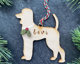 Poodle Ornament (Short Cut Hairstyle), Personalized dog gifts, Custom Birch wood