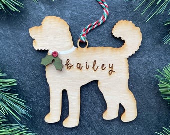 Goldendoodle Ornament, Personalized dog gifts, Custom Birch wood
