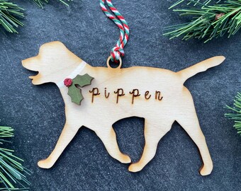Lab Ornament, Personalized dog gifts, Custom Birch wood