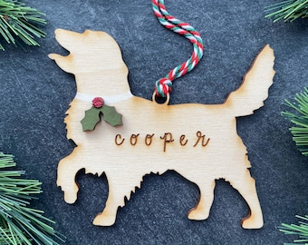 Golden Retriever Ornament, Personalized dog gifts, Custom Birch wood