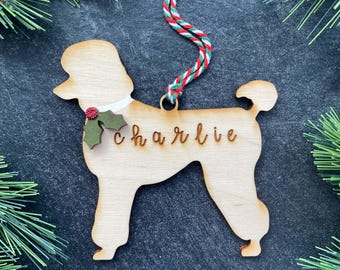 Poodle Ornament (Dutch Cut Hairstyle), Personalized dog gifts, Custom Birch wood