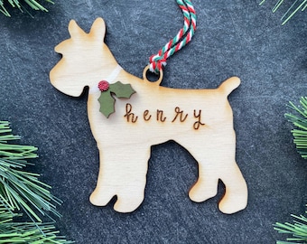 Scottish Terrier Ornament, Personalized dog gifts, Custom Birch wood