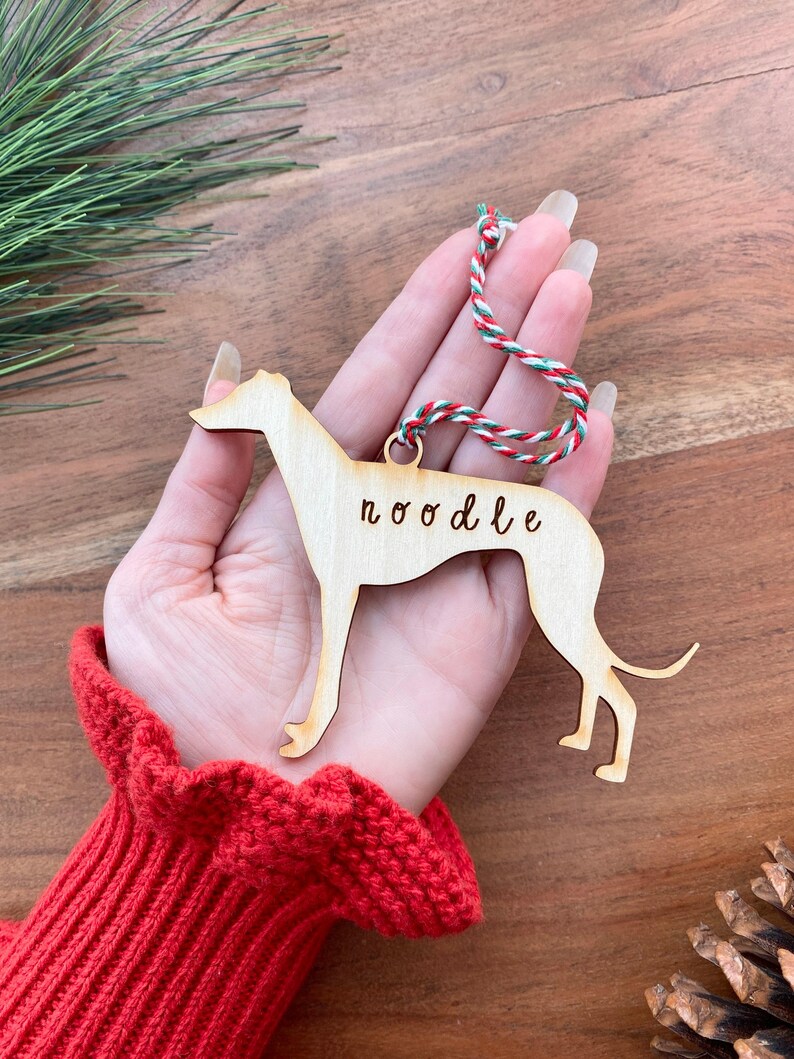 Greyhound Ornament, Personalized dog gifts, Custom Birch wood Bild 4