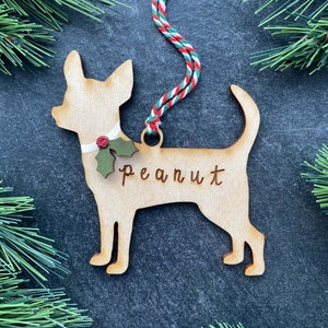 Chihuahua Ornament [Personalized Name Dog Gift, Stocking Stuffer, Holiday Decor, Keepsake Ornament Host Gift, Pet Memorial]