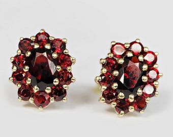 14k Granat Ohrringe, Granat Ohrringe, Granat Ohrstecker, Granat Ohrringe für Frauen, rote Granat Ohrringe, Granat Geburtsstein Ohrringe