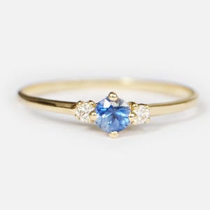 14k Gold Sapphire Dainty Ring, September Birthstone Minimalist Ring, Blue Gemstone Stacking Ring, Promise Ring Gift for Her, Sapphire Ring