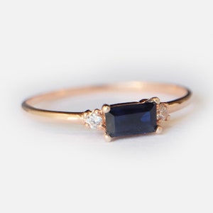 Sapphire Ring Baguette Sapphire Ring 14k Solid Gold - Etsy