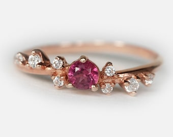 14K Rose Rhodolite Garnet & .08 CTW Diamond French Set Hoop Earr 並行輸入品 Rose Gold Rhodolite Garnet Ring \u2013 Dandelion Jewelry
