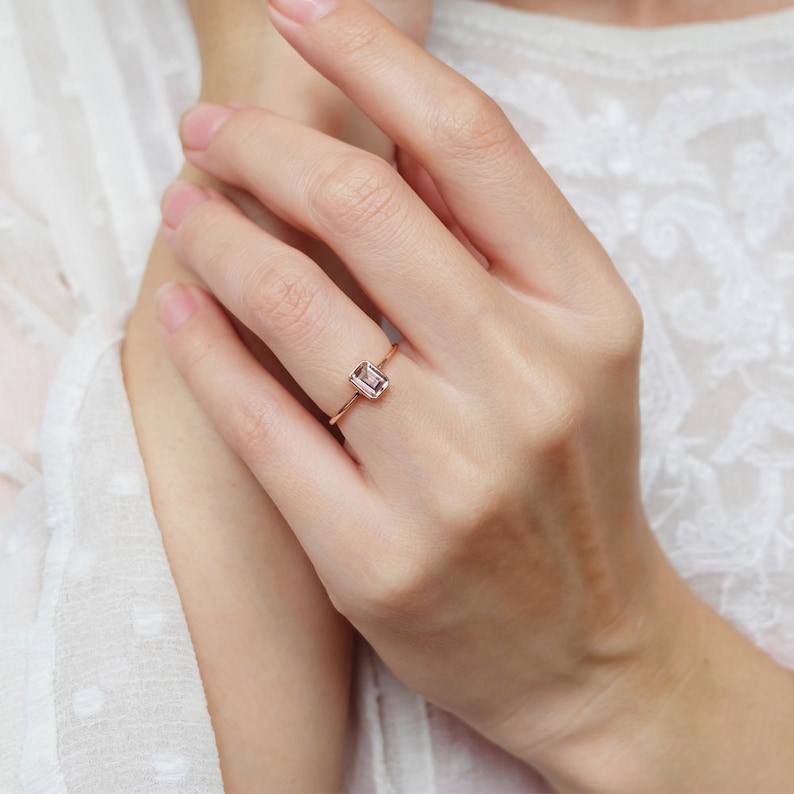 morganite rose gold ring pink morganite ring,morganite wedding ring morganite engagement ring octagon morganite ring 14kt morganite ring