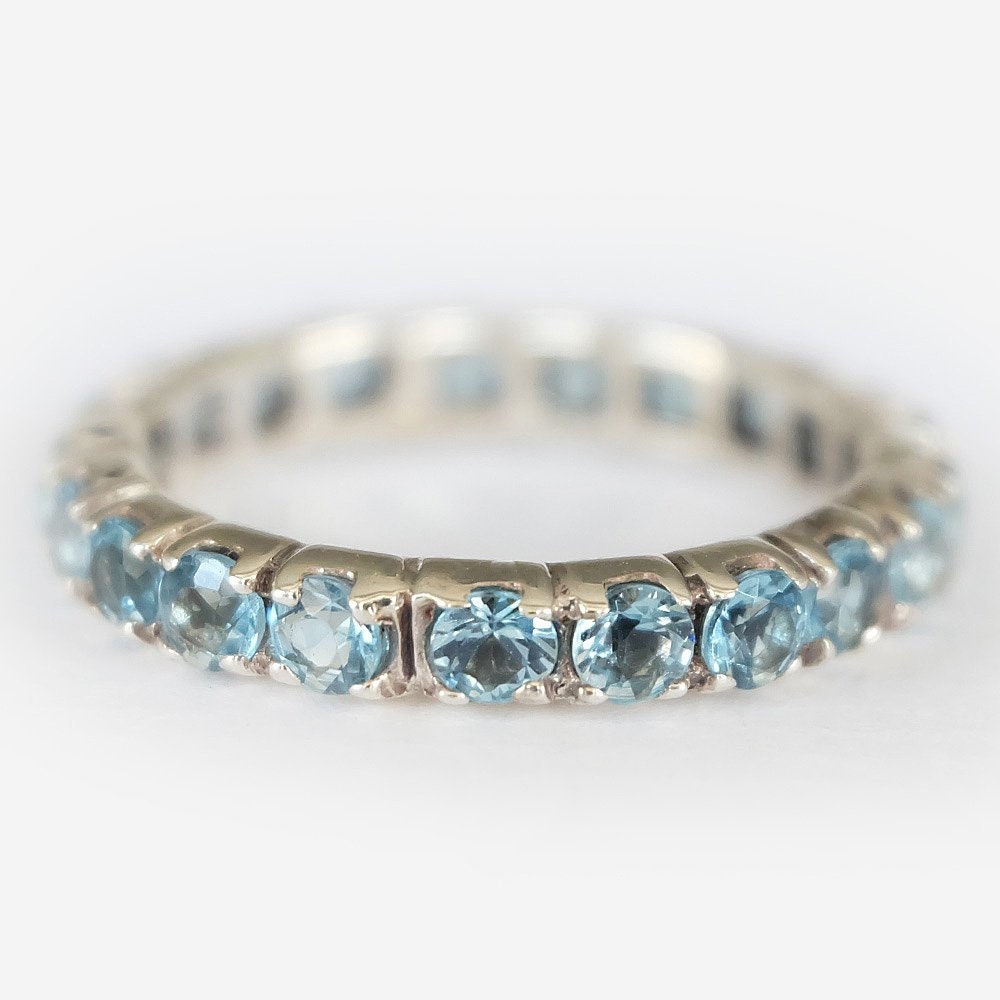 14k blue topaz eternity ring blue topaz ring engagement | Etsy