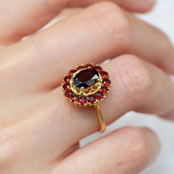 Vintage Art Deco Garnet Ring - Etsy