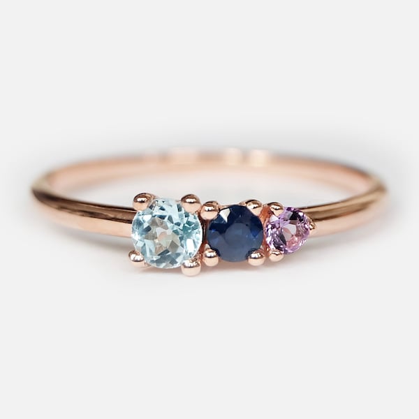triple birthstone ring, triple stone ring, 3 birthstone ring, three birthstone ring, personalized birthstone ring, personalized jewelry