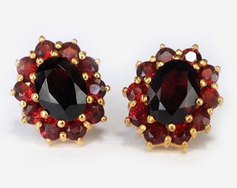 14k Granat Ohrringe, Granat Ohrringe, Granat Ohrstecker, Granat Ohrringe für Frauen, rote Granat Ohrringe, Granat Geburtsstein Ohrringe