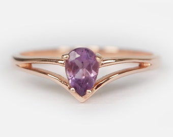 14k gold amethyst ring, 14k amethyst ring, amethyst ring, purple stone ring, february birthstone, dainty amethyst ring, purple stone ring