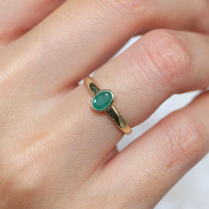 Emerald ring natural emerald ring emerald ring gold 14k Etsy