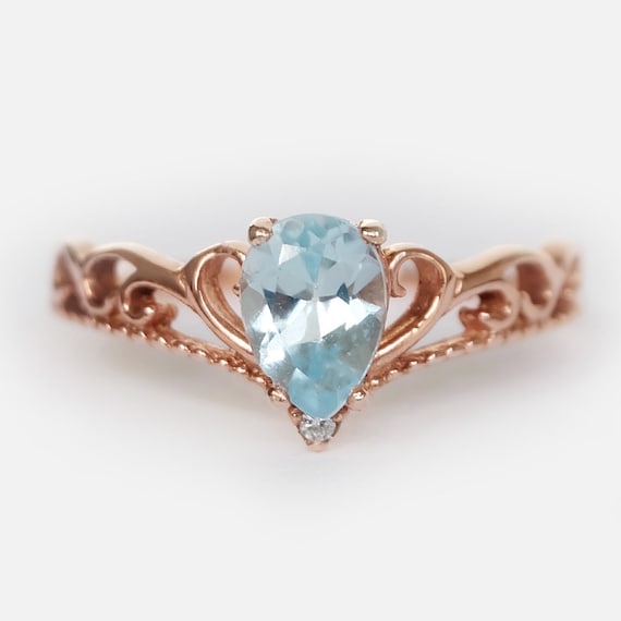 Aquamarine crown best sale ring
