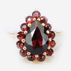 pear shaped garnet ring, garnet ring, antique garnet ring, 14k garnet ring, garnet birthstone rings, red garnet ring, garnet wedding ring