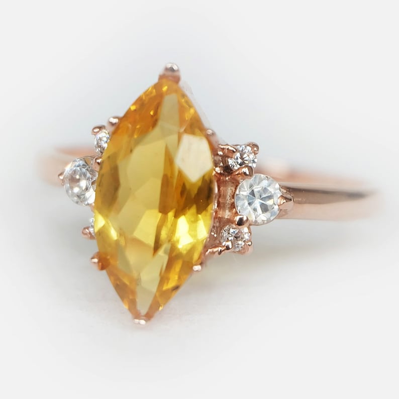 Citrine ring november birthstone ring marquise ring Etsy