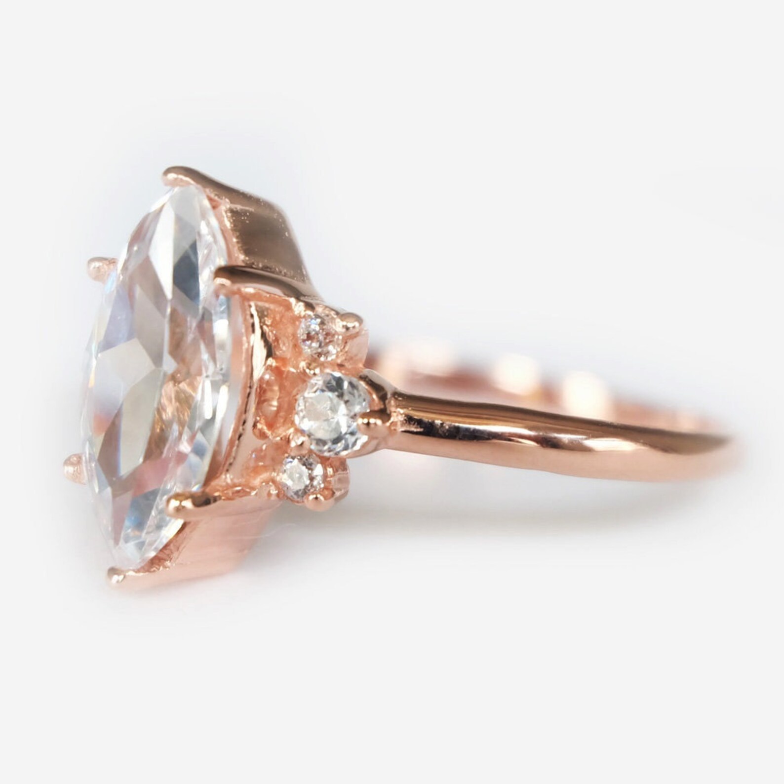 Topaz Engagement Ring White Topaz Ring Topaz Wedding Ring | Etsy