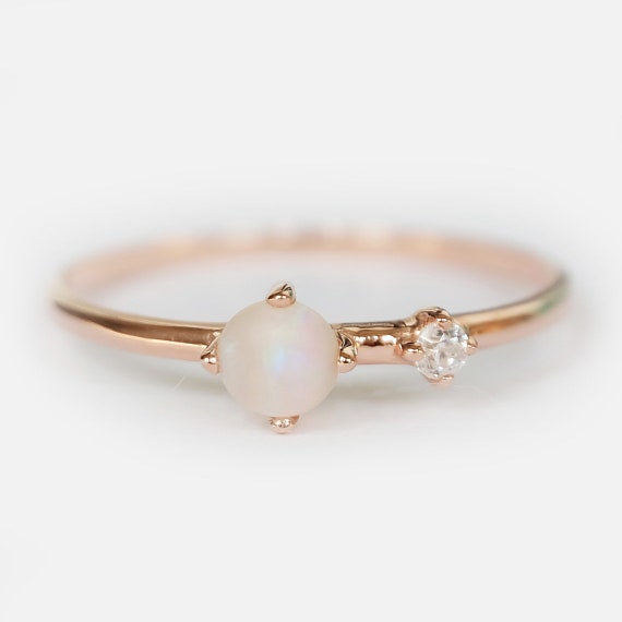 Dainty Opal Ring Opal Stacking Ring White Opal Ring Opal Diamond Ring Gold Opal Ring 14k Opal Ring Delicate Opal Ring Bridesmaid Gift Etsy Canada