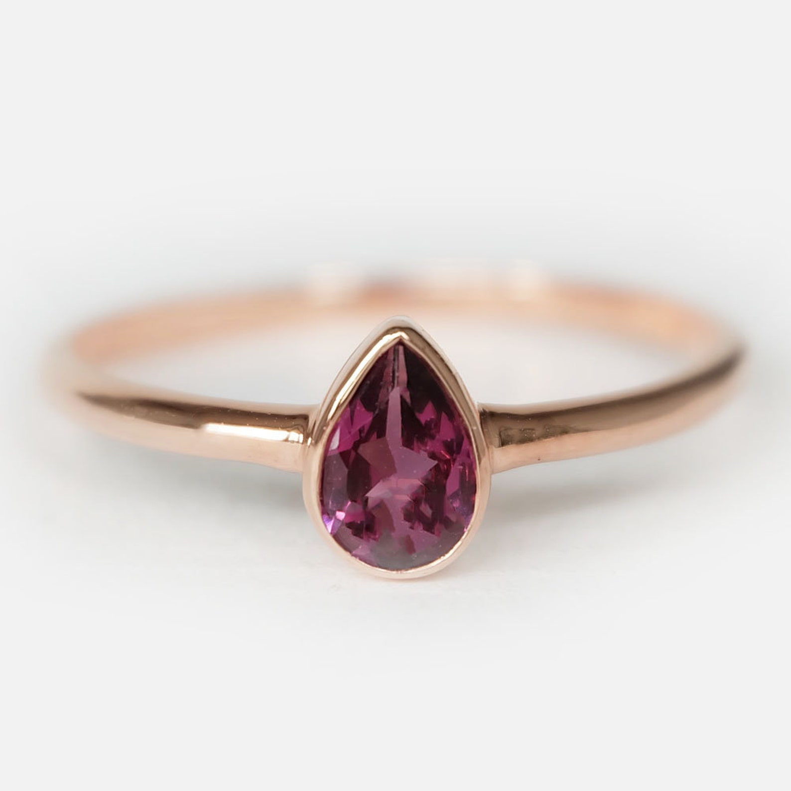 14k Gold Pear Rhodolite Ring Rhodolite Ring Engagement Ring - Etsy