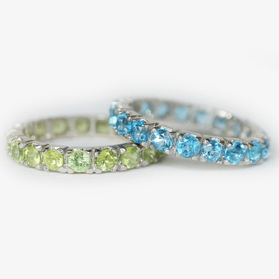 Aquamarine and peridot eternity best sale ring