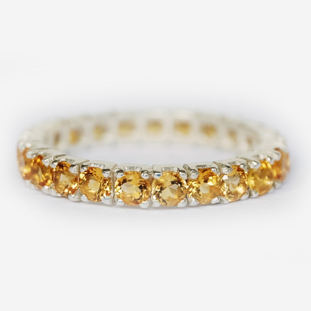 Citrine Eternity Band 14k Pave Full Eternity Natural Citrine - Etsy