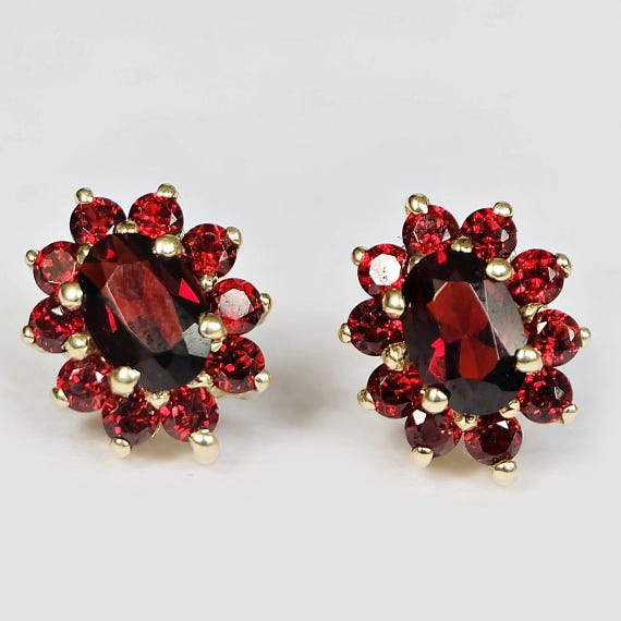 garnet earrings, 14k gold earrings, genuine AAA garnet stud earrings, 14k gold studs, january birthstone, stud earrings, garnet stud earring