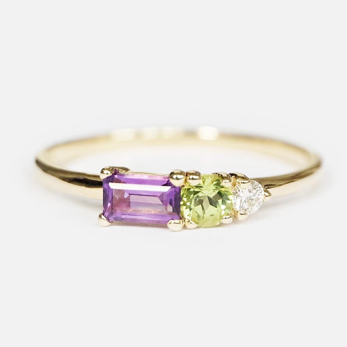 Elegant 14k Yellow Gold February Birthstone Ring - Genuine Amethyst Gemstone, Size 7
