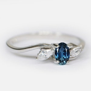 Natural Blue Sapphire Engagement Ring Oval Cut Sapphire - Etsy