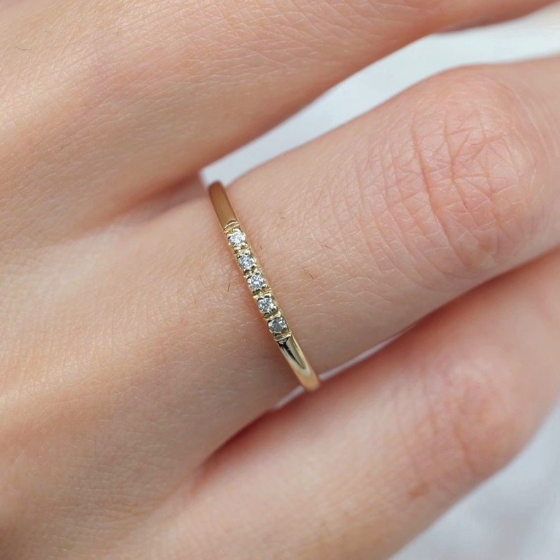 14k diamond band ring, diamond eternity wedding band, wedding band ring, engagement ring, micro pave diamond eternity band, diamond ring image 1