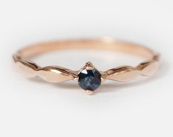 14k solid gold sapphire ring, 14k gold sapphire ring, natural sapphire ring, rose gold sapphire ring, dainty ring, stackable ring, sapphire