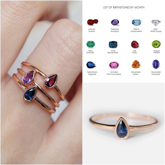 Sapphire Ring Stackable Birthstone Rings Birthstone Jewelry Birthstone Ring for Mom Mothers Ring Mothers Day Gift Personalized Ring Etsy Sweden