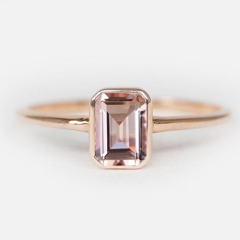 morganite rose gold ring pink morganite ring,morganite wedding ring morganite engagement ring octagon morganite ring 14kt morganite ring