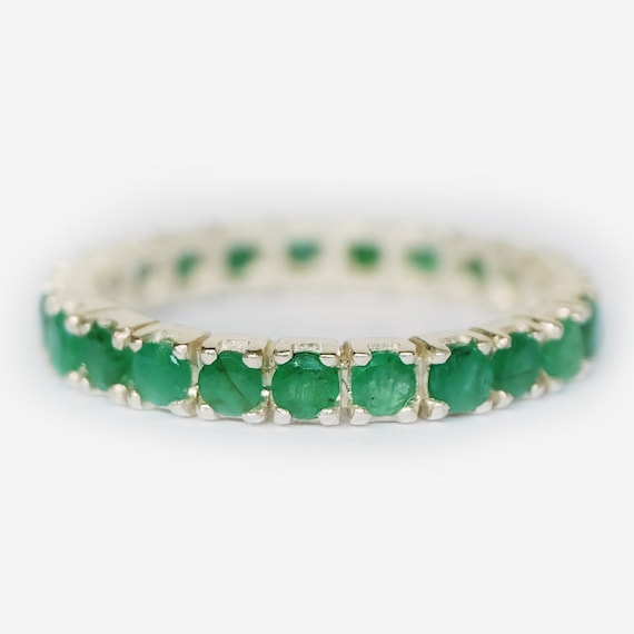 Emerald eternity band emerald band 14k emerald ring white gold micro pave emerald eternity wedding ring emerald wedding band emerald Etsy Polska